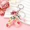 Resin & Acrylic & Faux Suede Tassel Keychain, with Alloy Clasp and Iron Rings, Letter P, 10cm