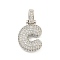 Brass Micro Pave Clear Cubic Zirconia Pendants, Platinum, Letter C, 31x17x5mm, Hole: 3x6mm