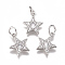 Brass Micro Pave Cubic Zirconia Charms, with Jump Ring, Long-Lasting Plated, Star, Clear, Real Platinum Plated, 12x10x2mm, Hole: 3mm