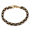 201 Stainless Steel Byzantine Chain Bracelets, with 304 Stainless Steel Clasps, Black, Golden, 8-7/8 inch(22.5cm)