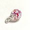 Baking Painted Transparent Glass Pendants, with Silver Tone Iron Loops, Teardrop Charms, Mauve, 15x8mm, Hole: 2mm