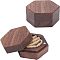 Black Walnut Box, Flip Cover, with Magnetic Buckle, Hexagon, Coconut Brown, 5.7x5x2.6cm