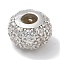 Rack Plating Brass Micro Pave Cubic Zirconia Beads, Long-Lasting Plated, Lead Free & Cadmium Free, Rondelle, Platinum, 10x6.8mm, Hole: 3.8mm