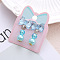 Alloy Plastic Clip-on Earrings for Kid, Platinum, Bowknot, 40x15mm