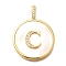 Rack Plating Brass Micro Pave Clear Cubic Zirconia Pendants with Shell, Letter Series Charms, Long-Lasting Plated, Lead Free & Cadmium Free, Letter C, 32x24x3.5mm, Hole: 6x3mm