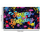 FingerInspire красочные граффити фон с днем рождения 6x3.6 фут висит баннер украшение вечеринки граффити всплеск краски фон фотосессия декор ткань большой баннер на день рождения праздничный фон AJEW-WH0190-054-3