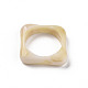 正方形の不透明な樹脂の指輪  天然石風  ナバホホワイト  usサイズ7 1/4(17.7mm) RJEW-S046-001-B01-3