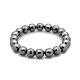 Non-magnetic Hematite Faceted Round Beads Stretch Bracelets for Valentine's Day Gift BJEW-M066-03-1