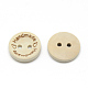 印刷された木製の縫製ボタン  2穴  フラットラウンド  ナバホホワイト  15x3~4mm  穴：2mm  約100個/袋 BUTT-Q036-13-2