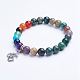 Natural Indian Agate Beaded Stretch Bracelets BJEW-P072-A04-1