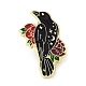 Alfileres de esmalte de cuervos y flores JEWB-H014-04LG-04-1