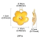 ライトゴールドメッキの合金エナメルペンダント  花のチャーム  ゴールド  13x11.5x3mm  穴：1.6mm ENAM-YW0002-20G-4