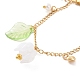Acryl-Blatt & Blume & Kunststoff-Perlen-Charm-Armband BJEW-JB09077-4