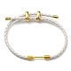 Bracelet à maillons colonne en laiton avec cordons en cuir BJEW-G675-05G-07-1