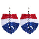 Boucles d'oreilles pendantes feuille de monstera en fil de coton couleur drapeau GUQI-PW0001-144A-1