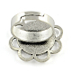 Fer réglable composants d'anneau fleur doigt vintage supports de lunette alliage cabochon X-PALLOY-O036-18AS-2