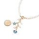 Starfish and Shell Pendant Necklace with Grade A Natural Pearl for Women NJEW-JN03799-6