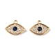 Brass Micro Pave Clear & Marine Blue Cubic Zirconia Charms KK-E068-VF264-2