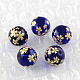 Rose Flower Pattern Printed Round Glass Beads GFB-R004-10mm-S06-1