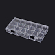 プラスチックビーズ収納ケース  18のコンパートメント  長方形  透明  20.5x11.5x3cm X-CON-R006-15-1