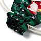 クリスマステーマの長方形ジュートバッグ、ジュートコード付き  タータンチェック巾着ポーチ  ギフト包装用  グリーン  サンタクロース  13.8~14x9.7~10.3x0.07~0.4cm ABAG-E006-01B-3