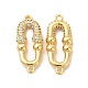 Rack Plating Brass Micro Pave Clear Cubic Zirconia Connector Charms KK-B068-29G-1