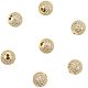 NBEADS 10pcs 10mm Brass Clear Gemstones Cubic Zirconia CZ Stones Pave Micro Setting Disco Ball Spacer Beads ZIRC-NB0001-10-1