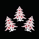 クリスマス スプレー塗装木材の大きなペンダント  片面印刷あり  スノーフレーク模様のクリスマスツリーチャーム  ホワイト  58.5x46x3mm  穴：3.5mm WOOD-N005-105-2