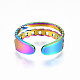 Colore arcobaleno 304 anello per polsino a forma di catena barbazzale in acciaio inossidabile RJEW-N038-037M-4