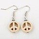 Dangle Peace Sign Earrings for Women EJEW-JE00984-2