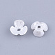 樹脂模造パールビーズキャップ  3花びら  花  ホワイト  6x6.5x2.5mm  穴：1mm RESI-T040-007A-2