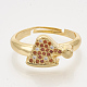 Ciondoli in ottone con zirconi cubici e orecchini a bottone e anelli regolabili set di gioielli SJEW-S043-10-2
