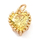 Real 18K Gold Plated Brass Inlaid Cubic Zirconia Charms ZIRC-L100-074G-02-2