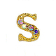 Cabujones de clavos con letras de diamantes de imitación de oro de aleación MRMJ-S047-023S-1