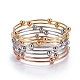 Fashion Tri-color 304 Stainless Steel Bangle Sets X-BJEW-L664-023A-M-1