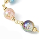 Resin with Gold Foil Round Beaded Chain Bracelet BJEW-JB09474-02-2