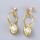 Brass Dangle Stud Earrings EJEW-E249-31A-2
