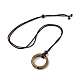 Collier pendentif anneau oeil de tigre naturel avec cordon en nylon pour femme NJEW-F306-02E-2