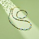 Fleur de coquille naturelle avec mauvais œil et perles de verre collier bracelet extensible SJEW-JS01248-2