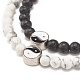 2Pcs 2 Style Natural Lava Rock & Howlite Braided Bead Bracelets Set with Yin Yang BJEW-JB07645-5