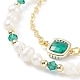 Bracciale multifilo con perle naturali e perline di vetro con catenelle in ottone da donna BJEW-TA00077-02-5