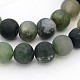 Frosted Round Natural Moss Agate Bead Strands G-J276-55-8mm-1