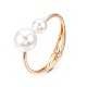 ABS Plastic Pearl Round Beaded Open Cuff Bangle BJEW-S118-105G-3