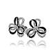 Flower Real Platinum Plated Tin Alloy Czech Rhinestone Enamel Ear Studs For Women EJEW-BB13566-1