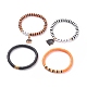 4 pièces 4 style polymère argile heishi surfeur bracelets extensibles ensemble avec mot spooky boo perles acryliques BJEW-TA00127-4