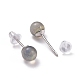 Pendientes de botón delicados con piedra de luna redonda crepitante para niñas y mujeres EJEW-M202-04B-2