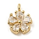 Brass with Clear Cubic Zirconia Charms X-KK-G478-02A-KCG-1