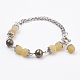 Natural Gemstone Link & Charm Bracelets BJEW-JB03674-2