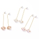 Glass Pearl Dangle Earrings EJEW-JE03771-1