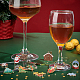 Sunnyclue 1 caja 14 juego de marcadores de copa de vino de Navidad encantos marcadores de copa de vino para gafas sin tallo encantos de Navidad de esmalte muñeco de nieve copo de nieve caja de regalo de Papá Noel identificadores de copa de vino fiesta de Navidad DIY-SC0018-88-5